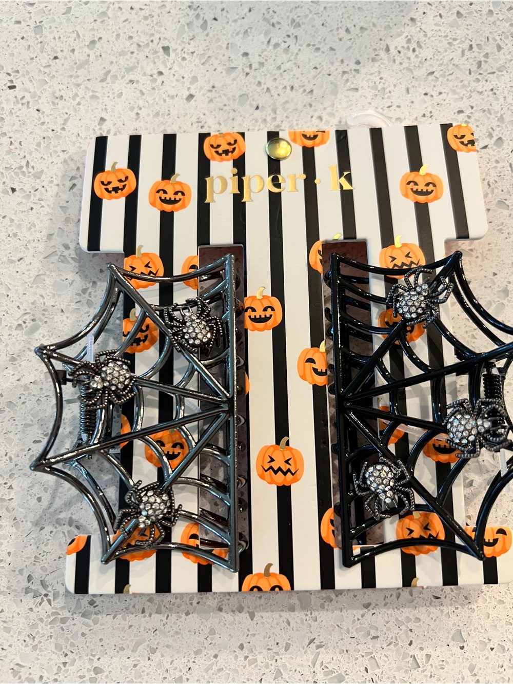 Piper K ✨ Black and Gunmetal Spiderweb Hair Clips